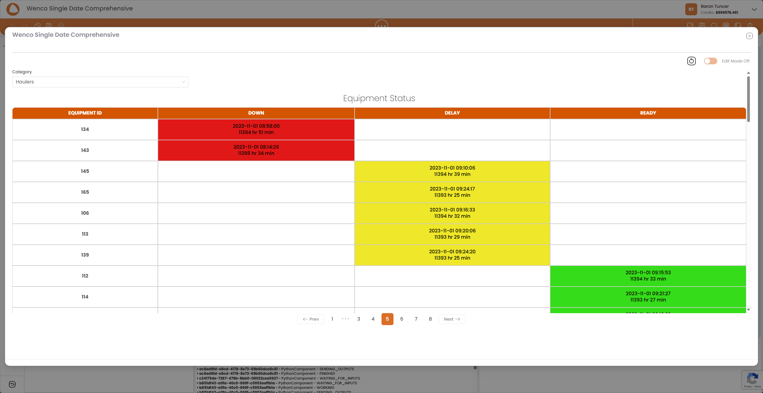 Equipment Status - Real-time Fleet Monitoring